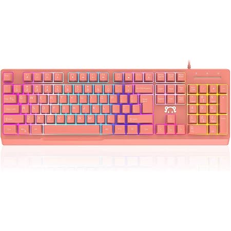 Amazon Nacodex Rgbメカニカルフィールゲーミングキーボード メカメンブレンキースイッチ 有線104キーゲーミングオフィスタイピング用の静かなエルゴノミクスキーボード ピンク Nacodex ゲーミングキーボード 通販