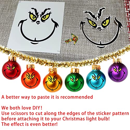 12 Pcs Christmas Stickers For Ornaments, Christmas Decorations, Christmas Decals Vinyl Sticker, Face Stickers For Cups, Stickers For Home Project, Party Decorations Supplies. #TOP5