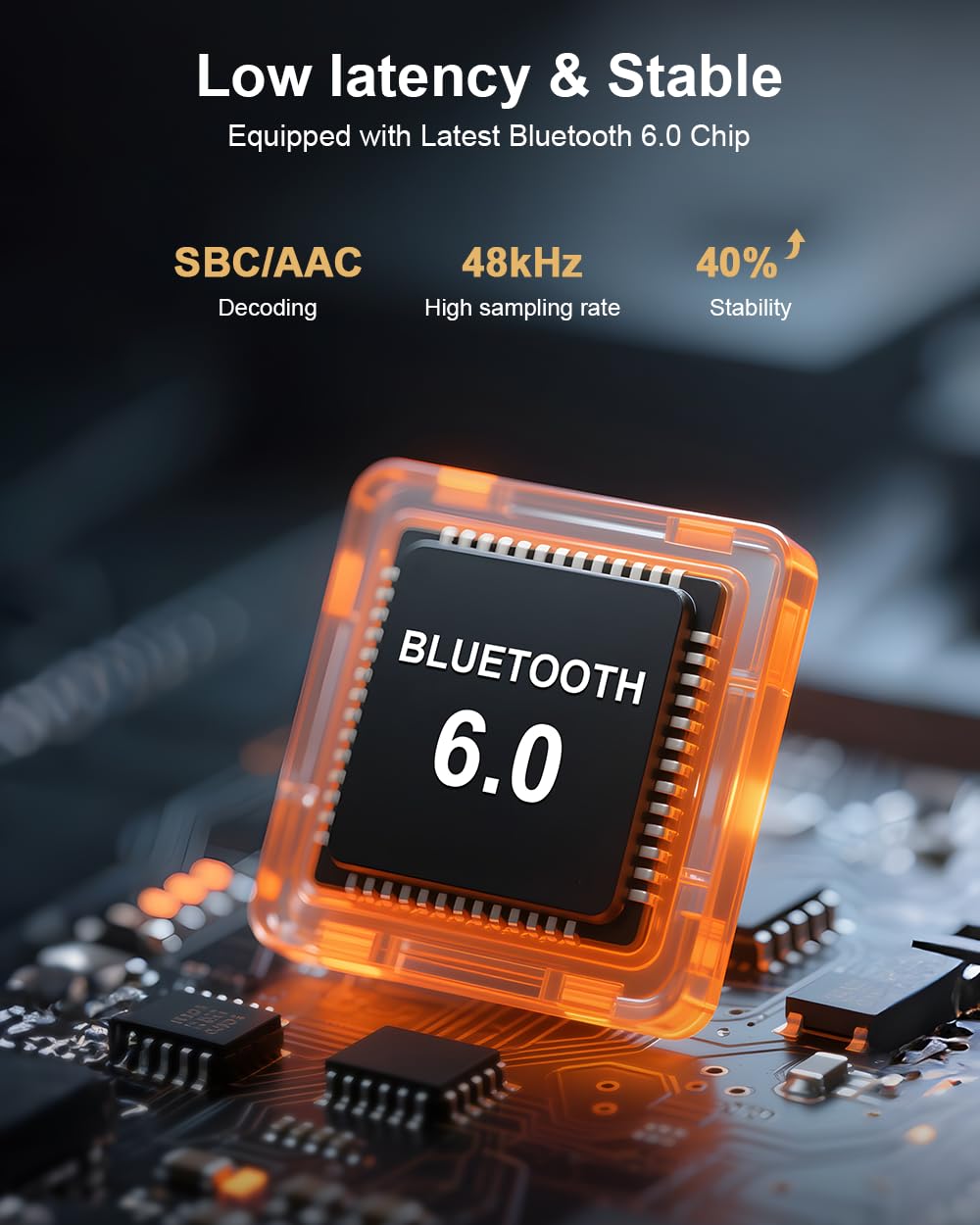 Ricevitore Bluetooth 6.0, adattatore audio wireless ad alta risoluzione con bassa latenza che supporta chiavette USB, jack da 3,5 mm, chiamate, per vecchi stereo/altoparlanti cablati