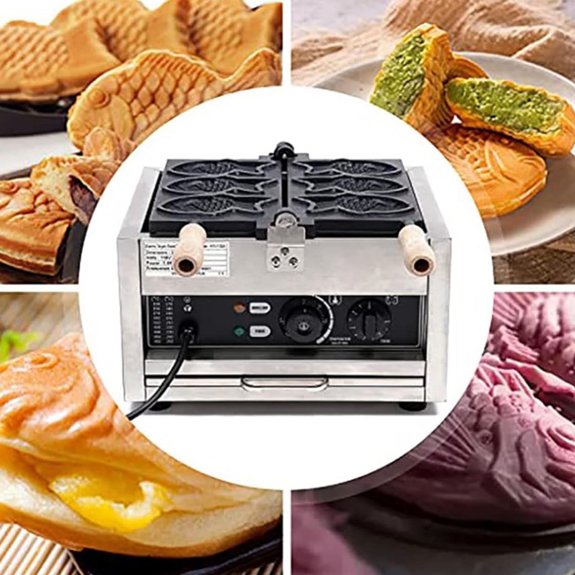 Elektryczna gofrownica Taiyaki z powłoką nieprzywierającą Naczynia do pieczenia ze stali nierdzewnej Gofrownica Taiyaki w kształcie rybki Gofrownica do restauracji, kawiarni i sklepów
