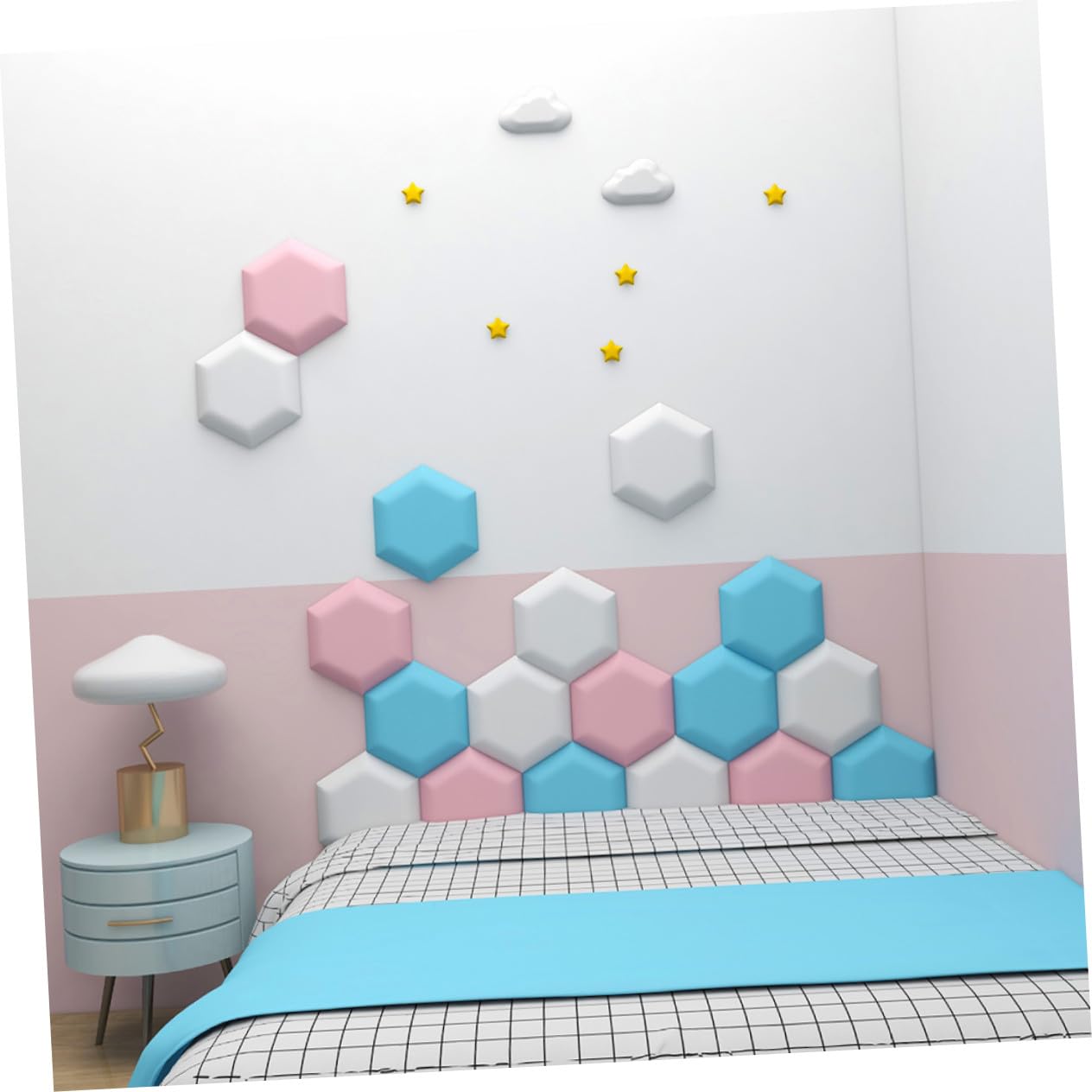 Adesivi Murali in Pvc per Cameretta Bambini e Anziani, Protezione Antiurto Forme di Luna, Stella e Nuvola, Resistente All’usura, Set per Camerette
