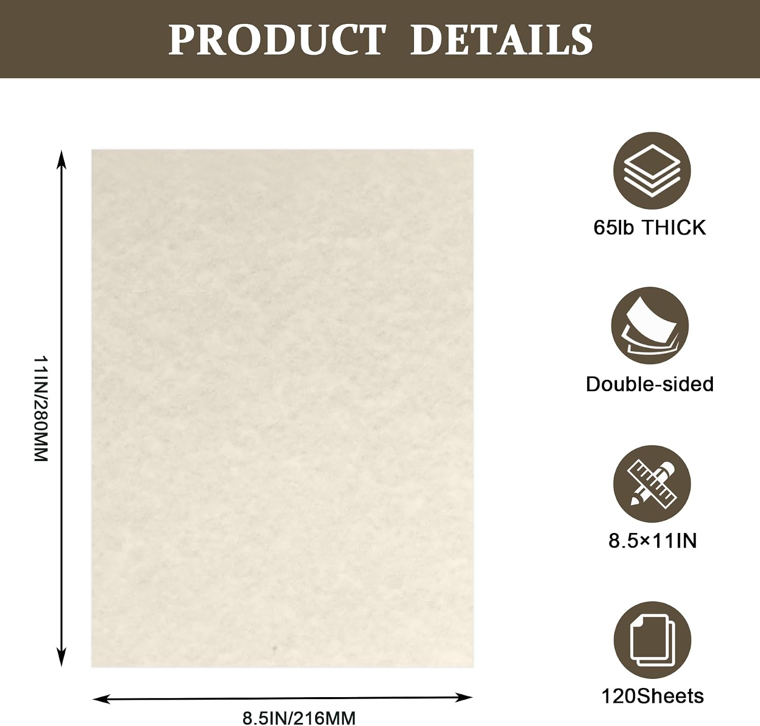 120 Sheets Parchment Cardstock, Creamy White 8.5” x 11” Parchment Paper, 65lb/180 gsm Ivory Blank Certificate Paper for Invitations, Menus, Crafts, DIY Cards