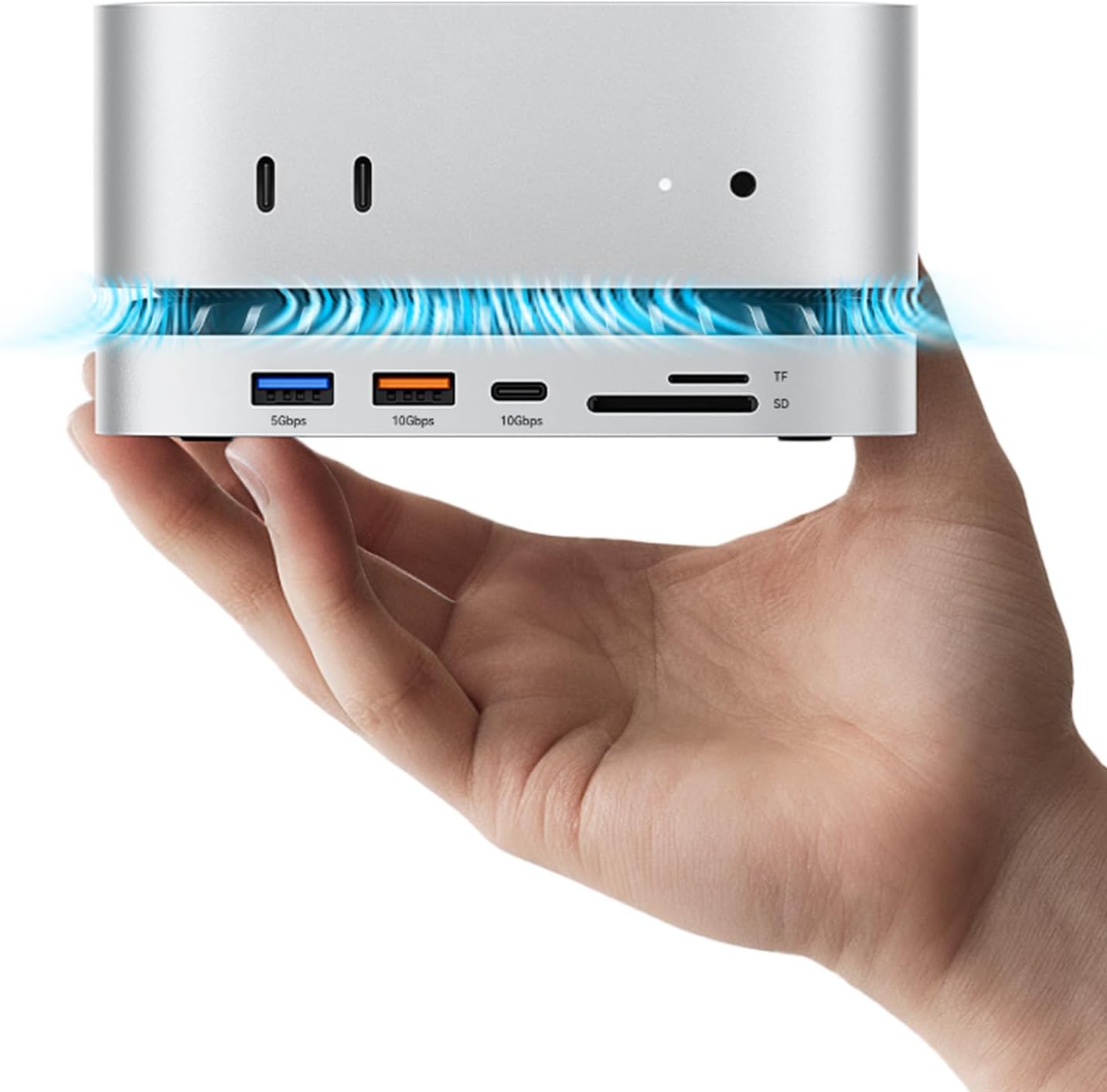 Mac Mini M4 Compatible Hub, MOVE SPEED USB-C Hub, 10-in-1 Universal & Built-in SSD, HDMI, 4K, 60Hz, USB-A (10/5Gbps), PD Support, SD/TF Card Reader, HDMI, USB3.2, USB3.0, 1000Mbps Ethernet, Docking