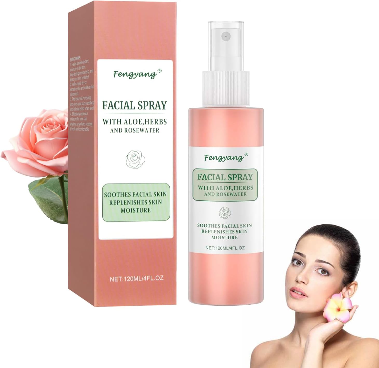 Fengyang® Rozenwater Tonic, hydraterende gezichtsmist, kalmerende waterspray voor de huid, geschikt voor droge en gevoelige gemengde huid Fengyang® Rozenwater Tonic, hydraterende gezichtsmist, kalmerende waterspray voor de huid, geschikt voor droge en gevoelige gemengde huid