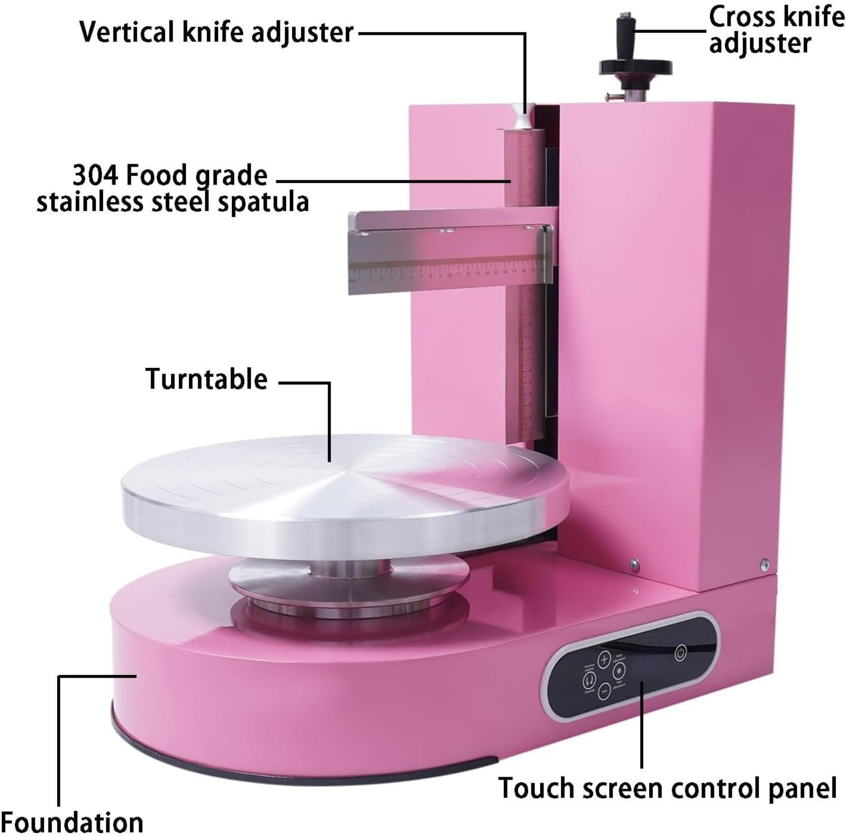 Máquina de decoración de recubrimiento liso de crema de pastel de cumpleaños, máquina de esparcimiento de crema de pastel, raspador de crema de pastel ajustable para pasteles de 4-12 pulgadas ~/