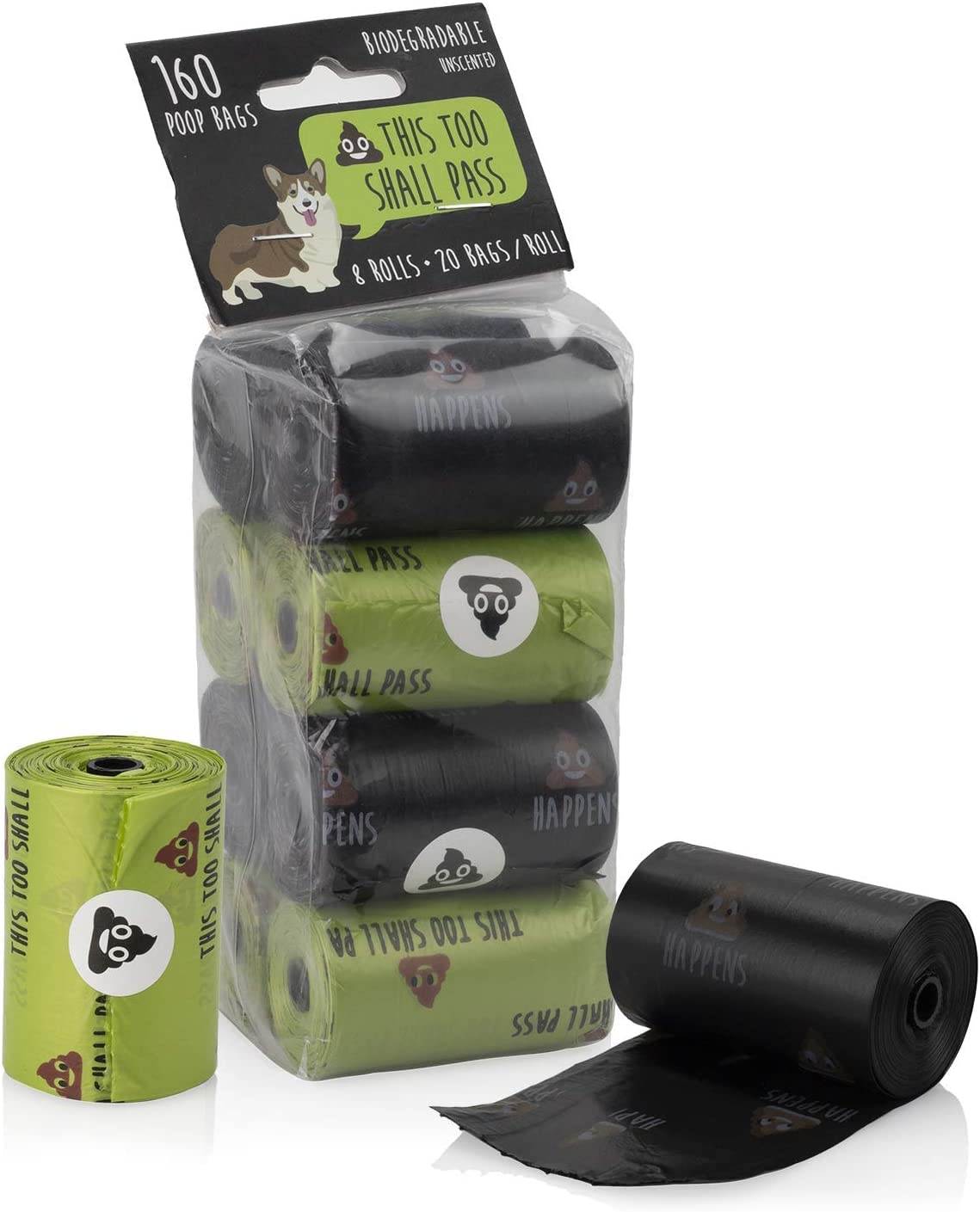 Precious Tails Poop Bags for Dogs, Biodegradable, Unscented, Dog Waste Bags with Sayings (160 Count)