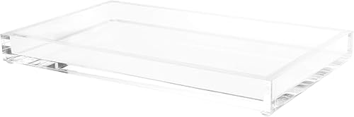 Organizador de bandeja de acrílico, soporte minimalista transparente para almacenamiento de mesita de noche, baño y oficina, decoración