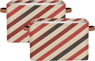 Colorful Stripes Storage Baskets for Organizing, Fabric Collapsible Storage Bins Box Decorative Toy Organizer Baskets for Closet Shelves Gift Basket 2 Pcs