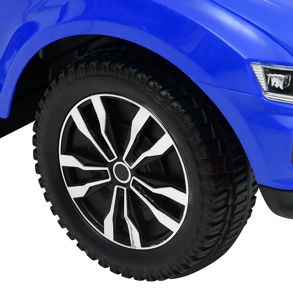 Mangloder - Coche antideslizante Volkswagen T-ROC azul para niños pequeños, andador, vehículo infantil con música, barra protectora extraíble, soporte para bebidas, espacio de almacenamiento, adecuado