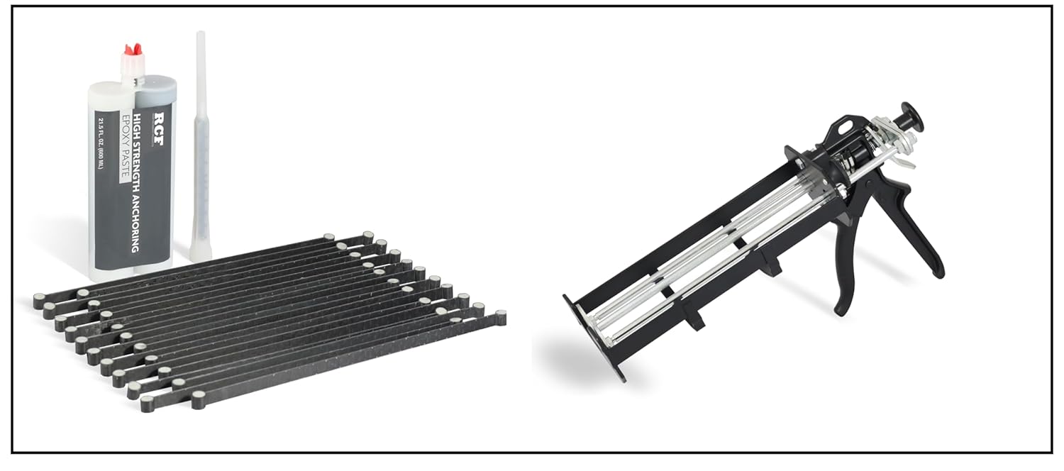 Rhino Carbon Fiber RCF-CCLK Concrete Crack Lock Kit - 20 per Pack with Dual Cartridge Epoxy Gun