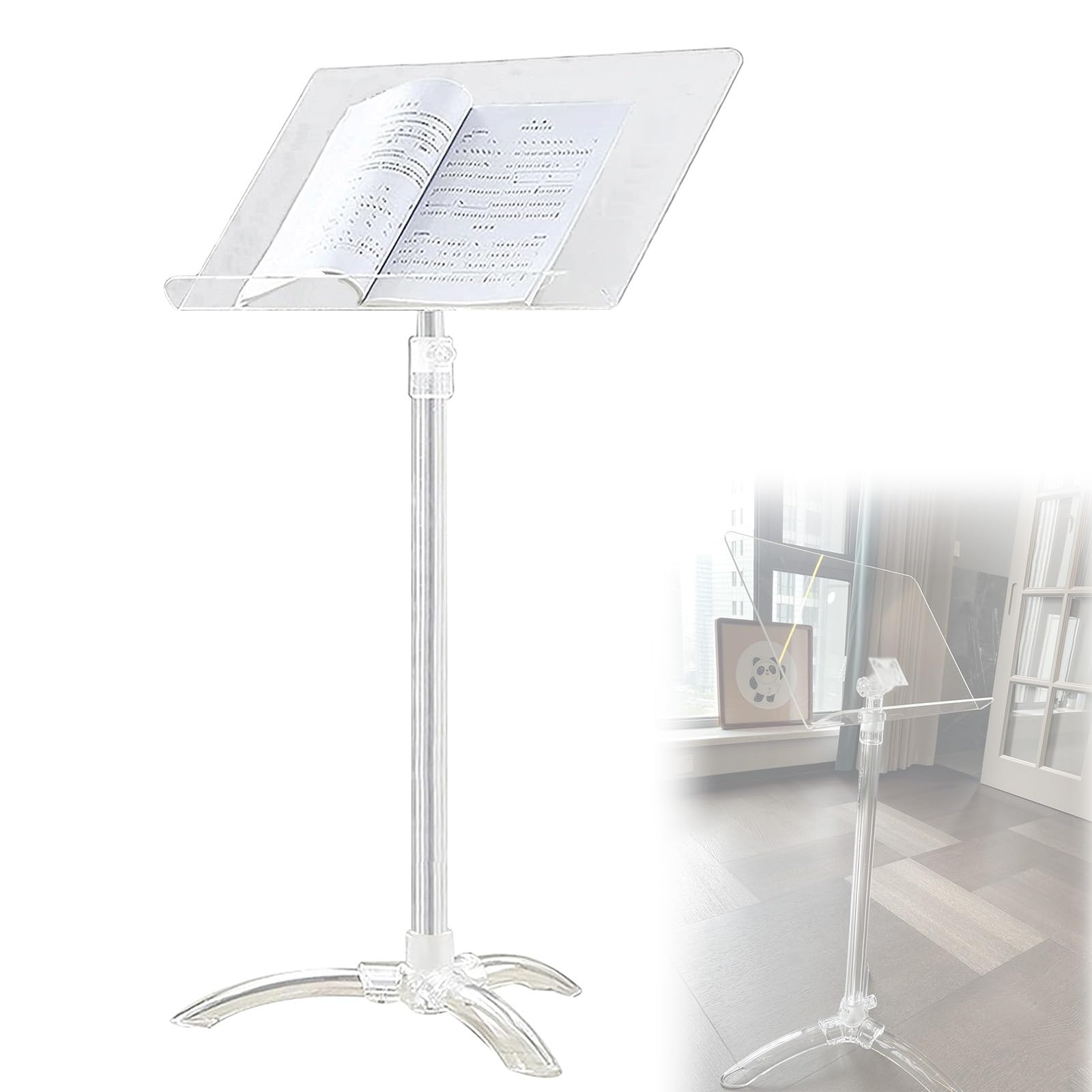Leggio portatile, altezza regolabile, podio acrilico per esibizioni, lezioni e presentazioni, design universale per vari strumenti musicali