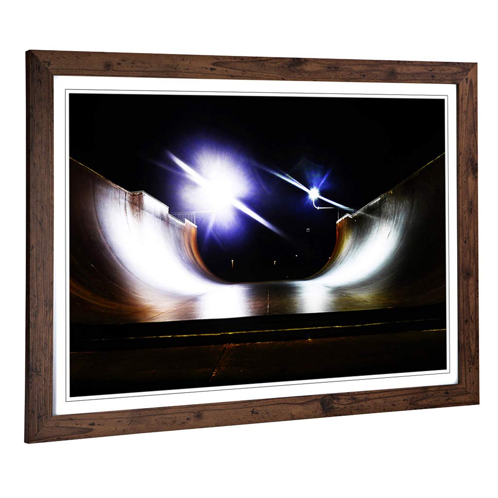 Big Box Art Framed Print of Halfpipe Skateboarding Design | Wall Art Picture | Home Decor for Kitchen, Living, Dining Room, Lounge, Bedroom, Hallway, Office, Walnut, A2 / 24.5x18 Inch / 62x45cm