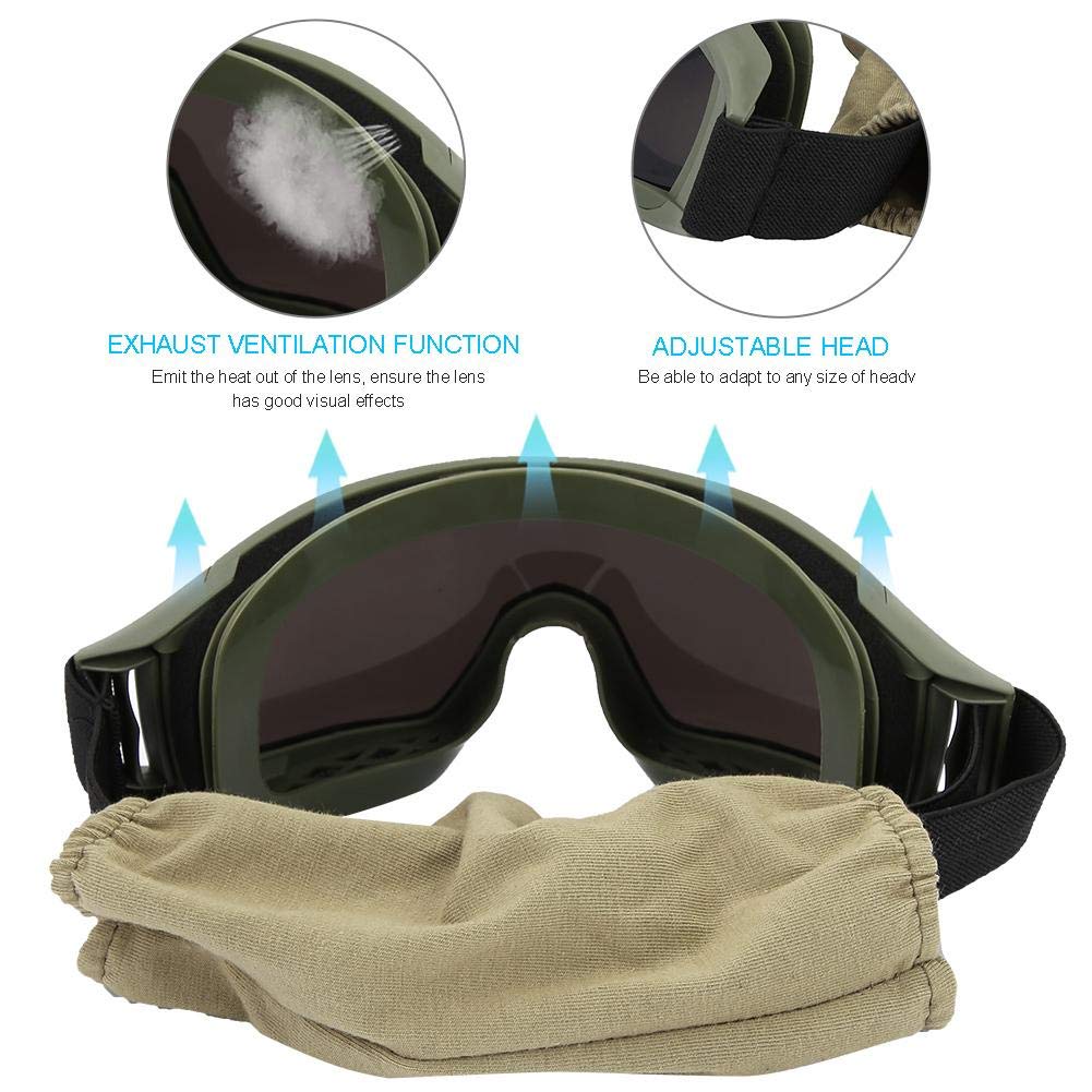 Occhiali Tattici Anti-polvere Anti-nebbia Occhiali Protettivi per Occhi con Obiettivo Intercambiabile per Ciclismo Guida Paintball Airsoft Ski(Verde Militare)
