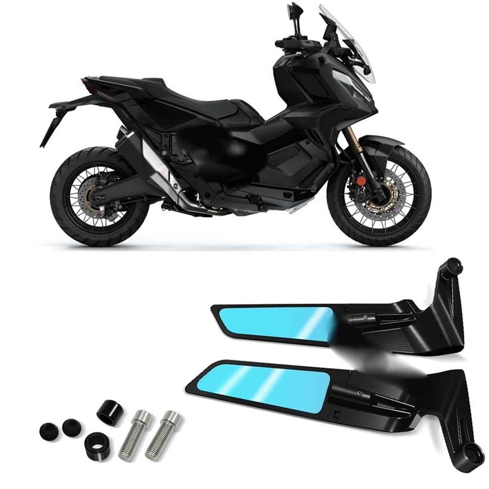 Specchietti Retrovisori Regolabili Per Honda X-ADV 750 2017-2023 – Kit Stealth In Acciaio Inox, Eliminano Angoli Ciechi (1 Paio)