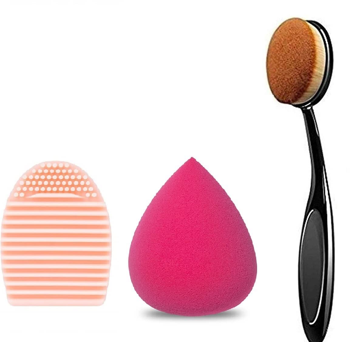 Makena Beauty Blender Puff And Powder Foundation Brush With Makeup Brush Cleaner Brush Egg Shape Cleaning Glove Washing Scrubber