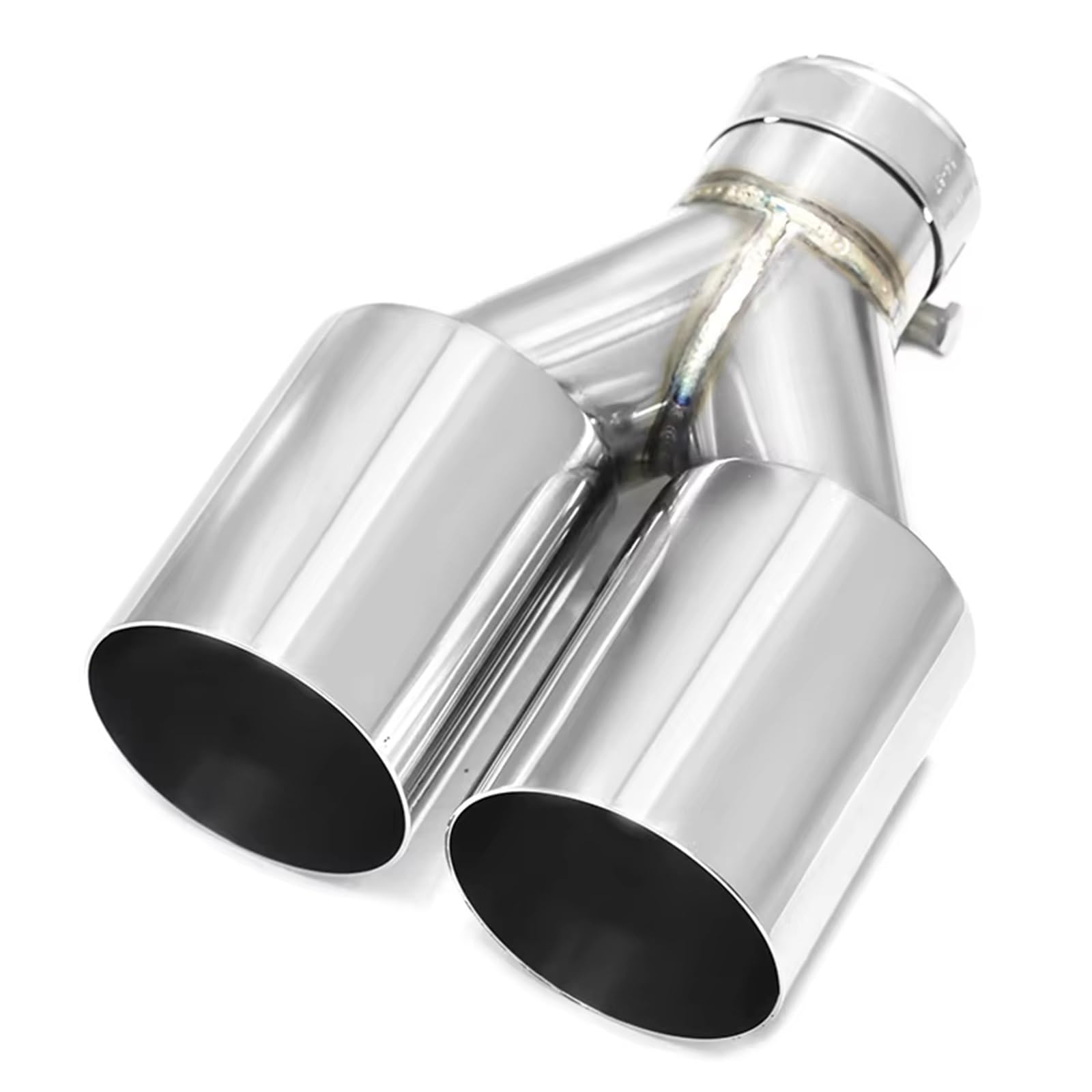 Tubo Scarico dell'auto Terminale Scarico Doppio in Acciaio Inossidabile 1 Pezzo ID63Mm Ingresso Taglio Dritto 76 89 101 Silenziatore Scarico Universale(1 PCS ID60MMOD76MM)