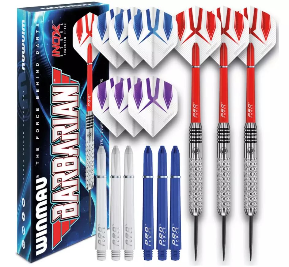 WINMAU Barbarian Pro 22 g professional tungsten style darts with flights and shafts (waves)