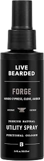 Live Bearded Utility Spray - All Purpose Cologne with Natural Fragrance - Made in the USA - 3.4 fl oz Bottle | Forge Scent - Hinoki Cypress, Clove, Amber