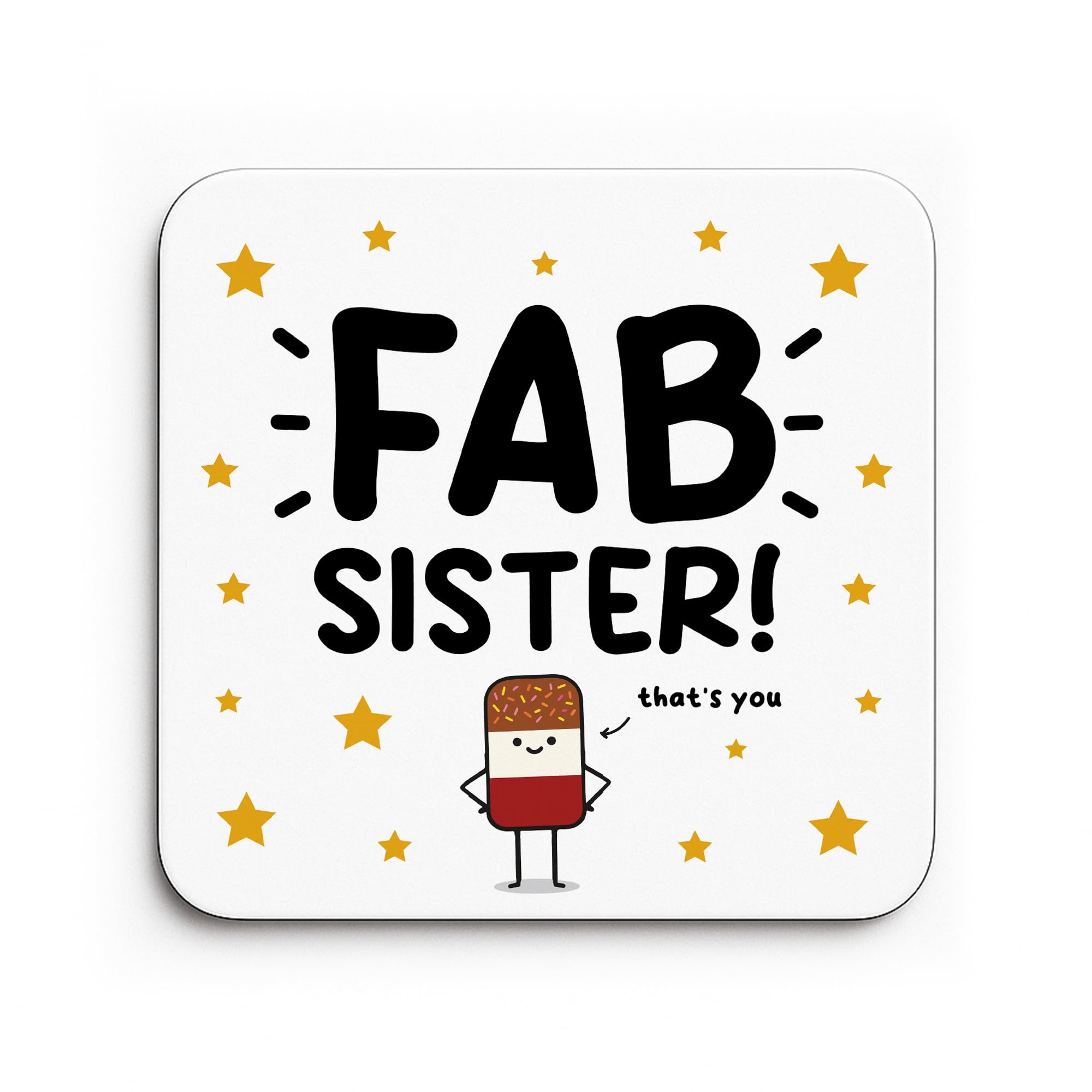 Red Ocean Gift For Sister FAB SISTER Coaster Funny Gift For Thank You Friendship Christmas Birthday Keepsake