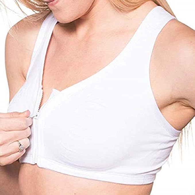 Comfort Finds Women’s Front Zip Sport Bra - Wireless Hook Free Comfort Bra