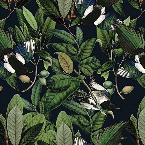 Veelike Tropical Jungle Leaves Peel And Stick Wallpaper 17.7''X118'' Rainforest Exotic Birds Fruits Floral Wallpaper Removable Self Adhesive Green Contact Paper For Bedroom Walls Cabinets Shelf Drawer #TOP14