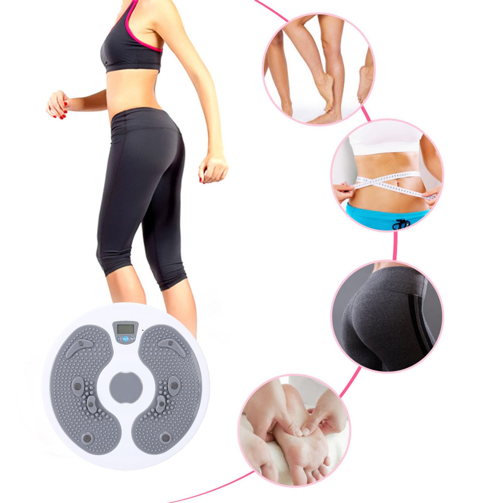 BuyWeek Taille con Contador, PP 150mAh Anti-Deslizamiento para Masaje de Pies y Ejercicio de Cintura