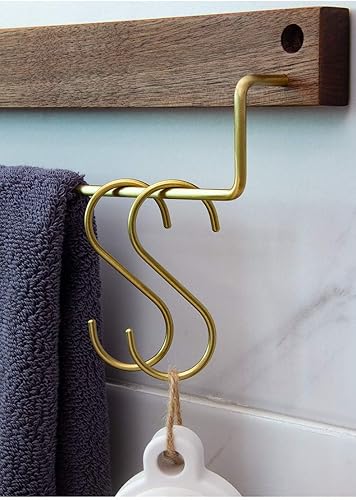 Miniatura 7 de YANGQIHOME 6 piezas, ganchos en forma de S de latón, perchas de toallas de ropa para abrigos, ollas de cocina, sartenes y tazas de café, ganchos