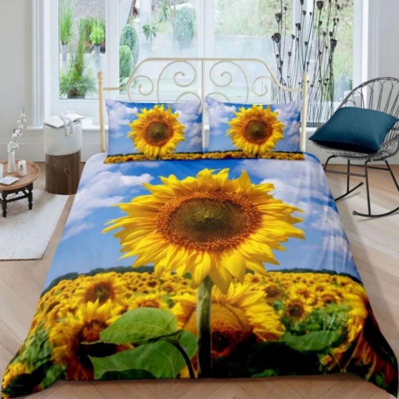 Funda nórdica cama 150 girasol azul para un dormitorio acogedor y luminoso