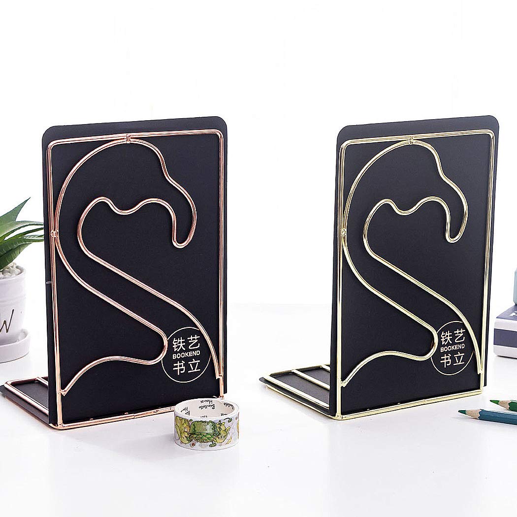 SIPLIV Sujetalibros Diamante Oro Rosa: Soporte Metálico Ajustable 3D Para Escritorio, Estilo Minimalista