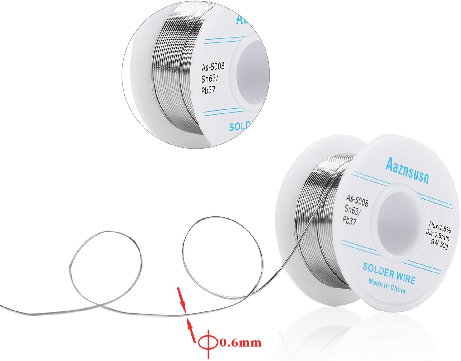63-37 Tin Lead Rosin Core Solder Wire for Electrical Soldering (0.6mm 50g)