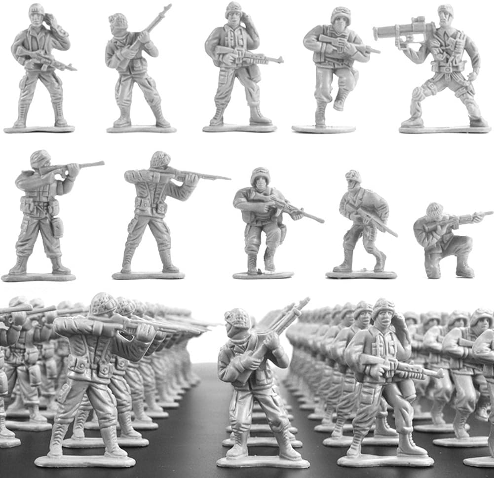 2-Inch Plastic Army Men Action Figures, 10 Unique Sculpts, Pack of 100 (Green)