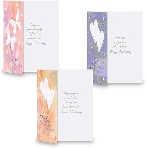 Miniatura 3 de Current Juego de tarjetas de felicitación de aniversario en relieve de lujo, paquete económico de 16 tarjetas con sobres blancos, 8 diseños, surtido
