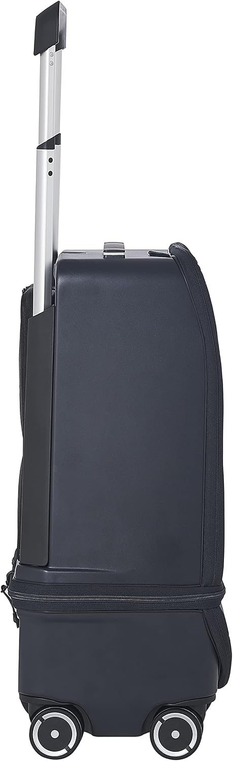 Kabuto Gallivanter Expandable Carry-On –Travel & Airplane - 4-Silent Wheel Luggage-Biometric Lock, USB Charging, Laptop Pocket - Ultra-Light Convenient Compact Size (Silver Blue)