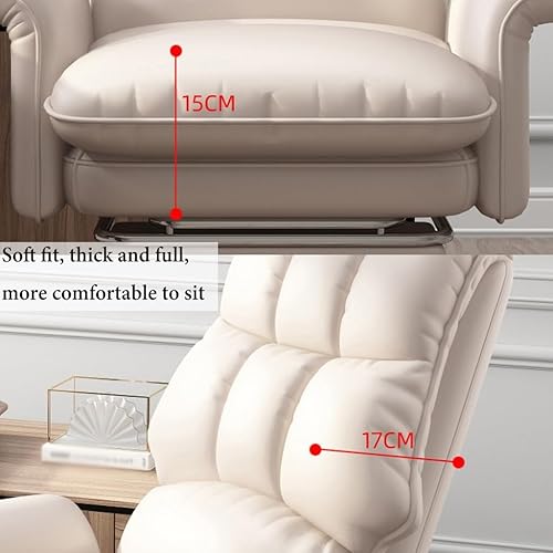 Miniatura 12 de Silla de oficina en casa, ergonómica, sillas de tareas con ruedas, silla de escritorio de piel sintética, silla ejecutiva con altura ajustable