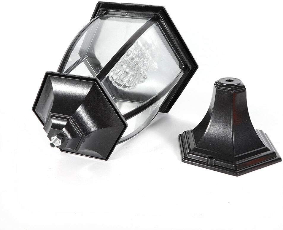 DIFU DENESTUS 5W LED Solar Lamp Outdoor Waterproof Powered Aluminum Landscape Post Light Energy Saving for Yard Garden Court Column Lamp Decoration Lighting Driveway Pathway (Black Color)