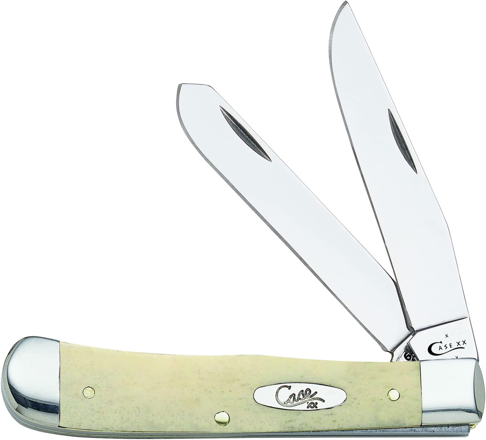XX WR Pocket Knife Natural Smooth Bone Trapper W/Shield Item #1445 - (6254 SS) - Length Closed: 4 1/8 Inches