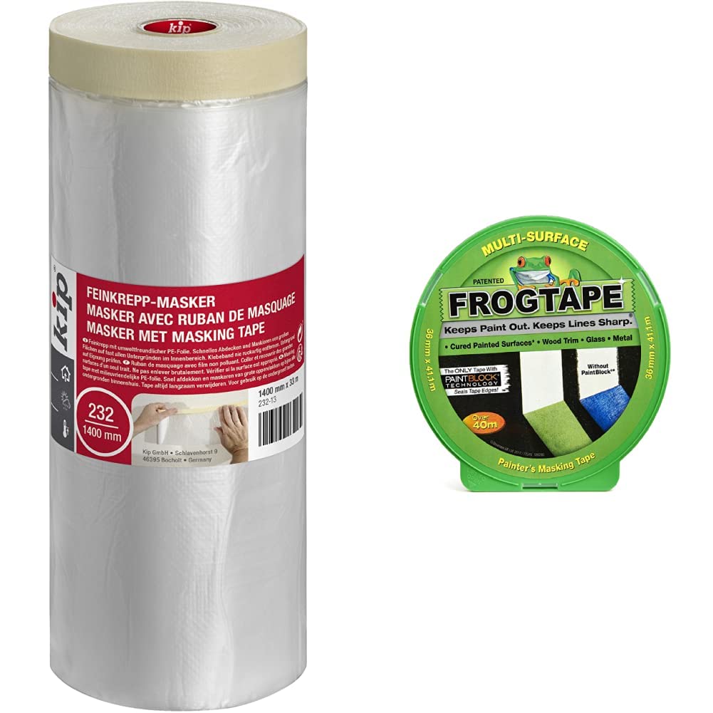 Kip Drop Cloths PreTaped Painters Masking Film 1400mm x 33m, Masker