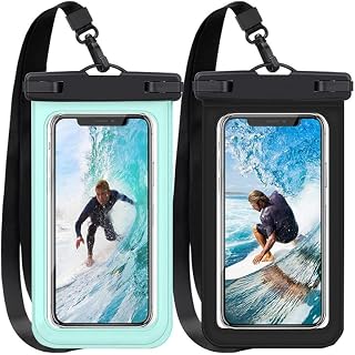 2 Pack Waterproof Phone Case, IPX8 Universal Waterproof Phone Pouch Dry Bag for i-Phone 14 13 12 11 Pro Max XR X XS SE 2022 8 Plus Samsung S22 Ultra S21 S10 S9 Huawei P40 Mate 40 up to 7" Black