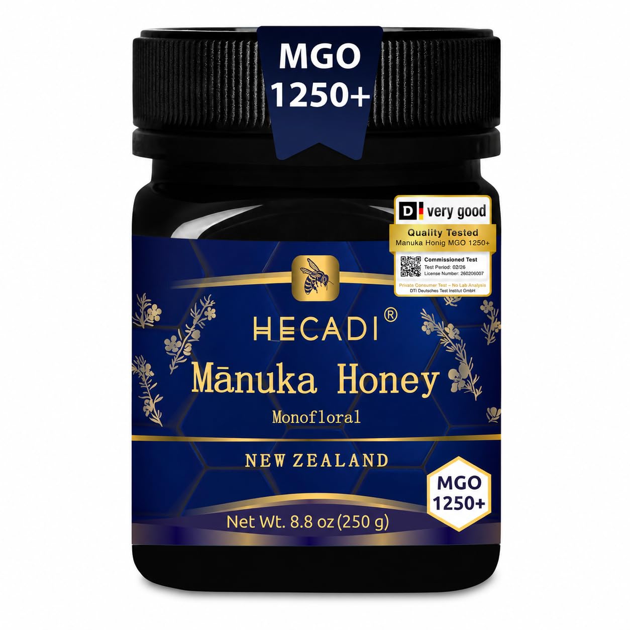 Miód Manuka 1250+ MGO Oryginalny Miód z Nowej Zelandii 250g I z certyfikowaną i gwarantowaną zawartością MGO