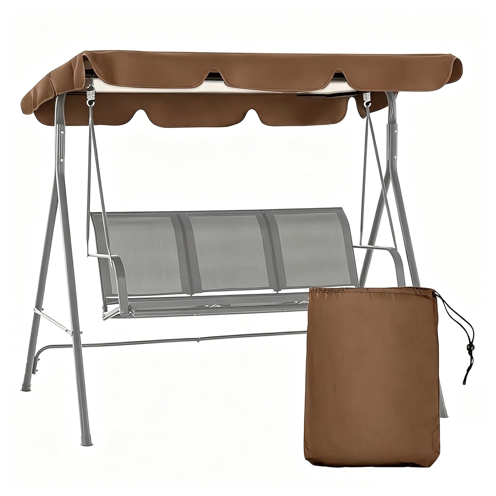 Copertura di ricambio per dondolo da giardino, protezione dai raggi UV, impermeabile, per dondolo da giardino, per esterni (marrone, 190 x 120 cm)