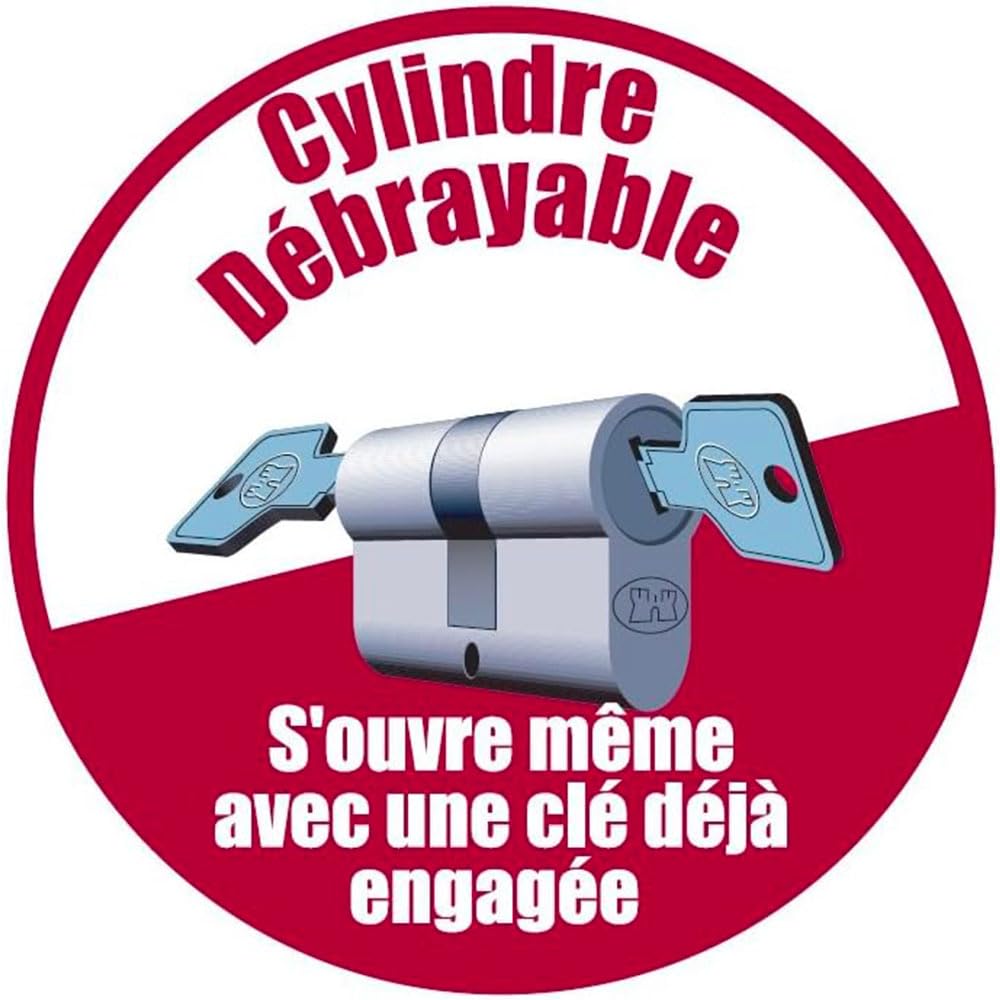 Bricard 18002 Cylindre de serrure double entrée Serial Xp 30+40 Nickelé