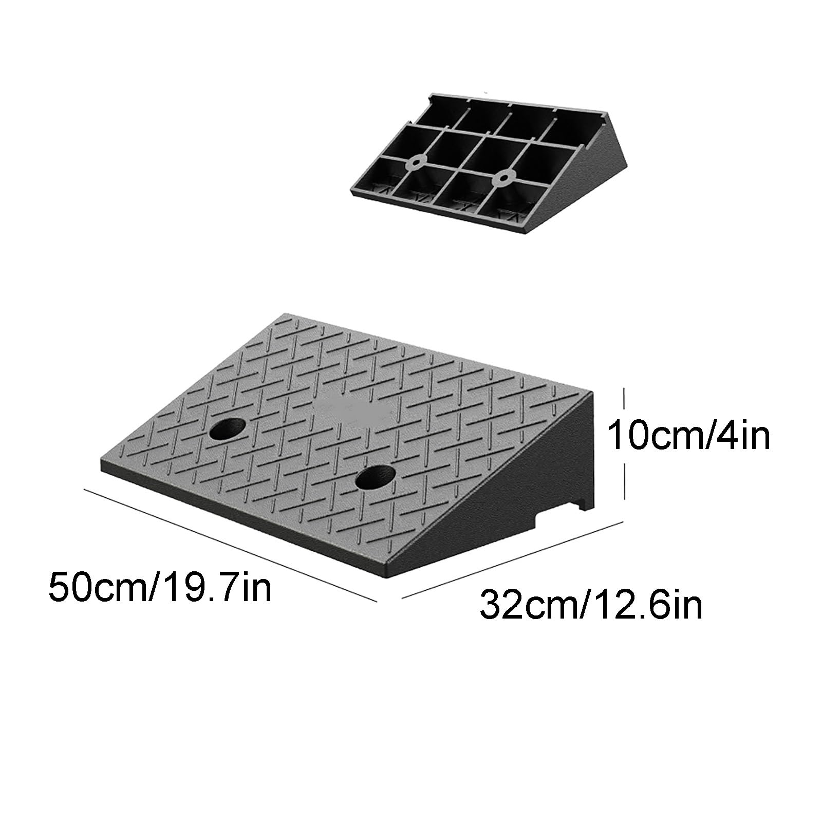 Rampa Marciapiede in Gomma per Soglia D'Ingresso Rampa per Scalino per Vialetti D'accesso per Impieghi Gravosi per Banchine di Carico, Marciapiedi Auto Camion Scooter e Biciclette(50x32x10cm)