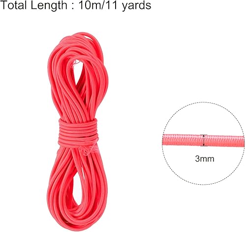 Vista 197 de PATIKIL Cuerda elástica elástica de 1/8 pulgadas, 11 yardas (0.118 in x 32.8 ft), color verde militar para manualidades, correas de gancho