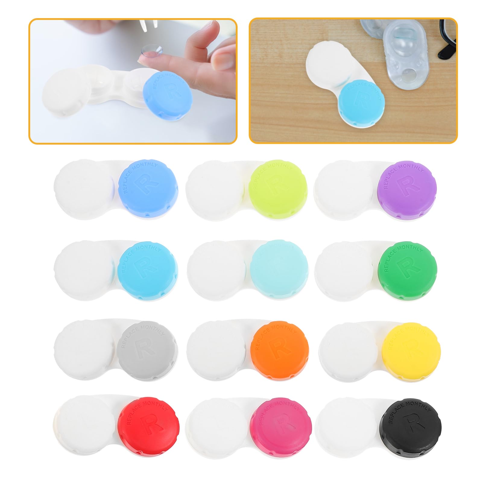 5 Set Custodia Per Lenti A Contatto Occhio Caso Chiaro Contenitore Per Lenti Cosmetiche Porta Lenti Tascabile Porta Lenti A Contatto Da Donna Plastica 12 Pezzi*5