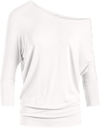 Dolman Tops for Women Off The Shoulder Tops Banded Waistband Shirts 3/4 Sleeves Regular and Plus Size Tops