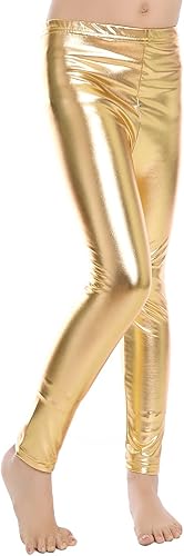 Miniatura 4 de Aaronano Leggings elásticos brillantes de color metálico para niñas pequeñas Metálico