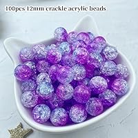 Vista 2 de 100 piezas de cuentas de acrílico con efecto de grieta de 12 mm, cuentas redondas de cristal acrílico para hacer joyas, pulseras, collares
