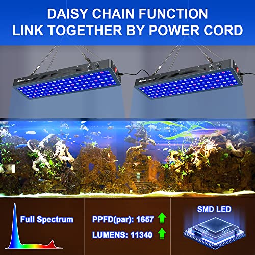 WILLS Aquarium Light, Dimmable Full Spectrum Fish Tank Light with 3 Dimming Modes & 105 Premium SMD Chips, 300W LED Aquarium Plant Light for Saltwater Freshwater Coral Reef (28"x8.5"x2.4") - Image 3