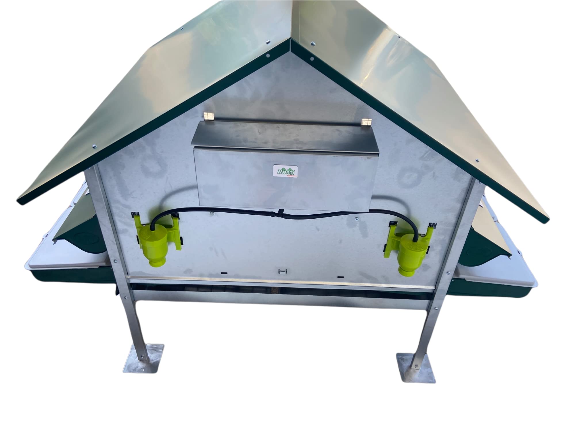 Pollaio Procida per ca. 12 Galline. Casetta Interamente Zincata con Pareti Laterali Chiuse, Tetto Zincato e Verniciato di Verde, Rete Antintrusione Zincata. Ingombro Max cm 160 x 120 x H 120