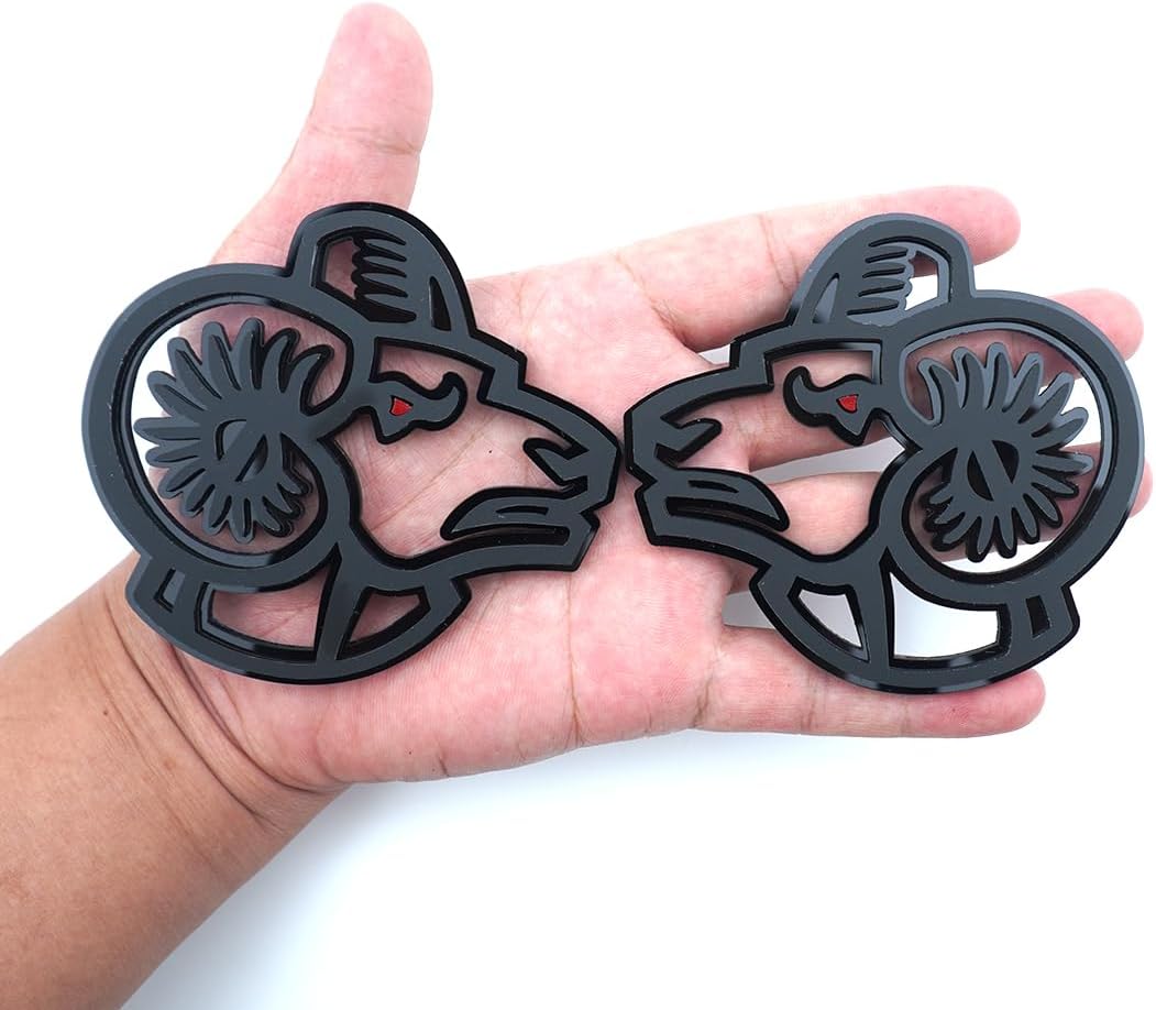 Pair Set 3D Emblem Nameplate Sticker Badge Decal Compatible with Ram Red Eye (Black Red)